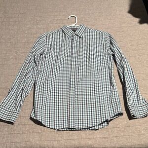 Banana Republic Men's Blue and White Plaid Shirt